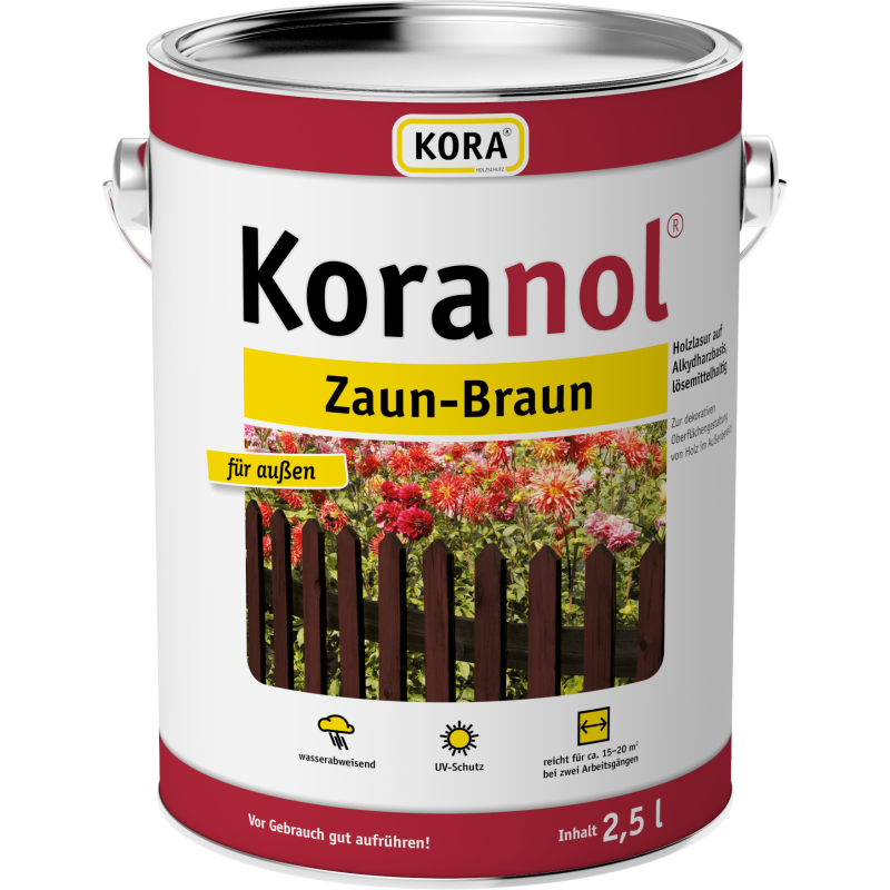 Langanhaltende Holzpflege mit Koranol® Zaun-Braun